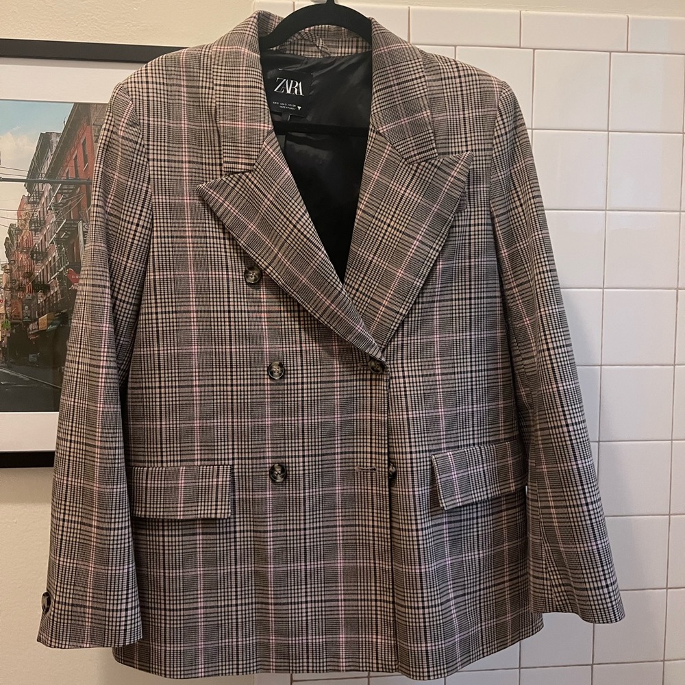 Zara oversized plaid blazer size small